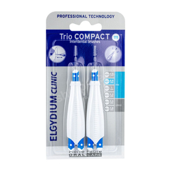 ELGYDIUM Clinic Trio Compact ISO 111 - szczoteczki międzyzębowe 6 sztuk (0,8 mm) + 2 uchwyty, wąskie
