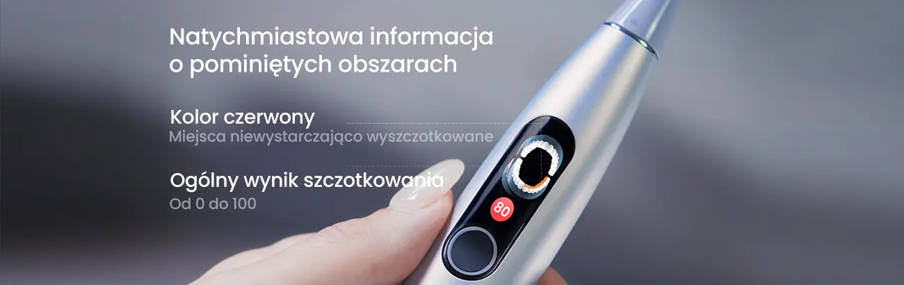 Oclean X Pro Digital efekty mycie zębów na wyświetlaczu