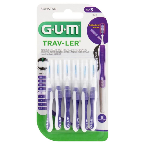 GUM TRAV-LER szczoteczki międzyzębowe 1,2 mm fioletowe 6 sztuk