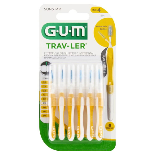 GUM TRAV-LER szczoteczki międzyzębowe 1,3 mm żółte 6 sztuk