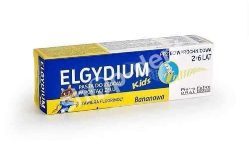 Elgydium KIDS bananowa pasta do zębów dla dzieci z fluorem 2-6 lat 50 ml