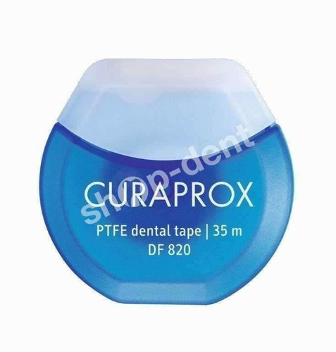 CURAPROX DF 820 PTFE Floss Tape - Teflonowa, miętowa taśma dentystyczna nasączona chlorheksydyną 35m