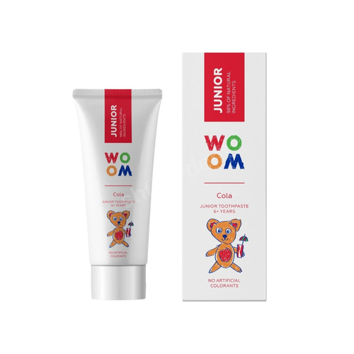 WOOM Junior Cola Naturalna pasta do zębów dla dzieci 6+ z fluorem o smaku coli 50 ml