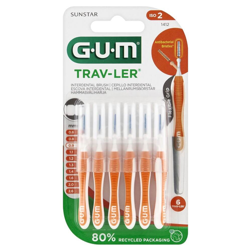 GUM TRAV-LER szczoteczki międzyzębowe 0,9 mm pomarańczowe 6 sztuk