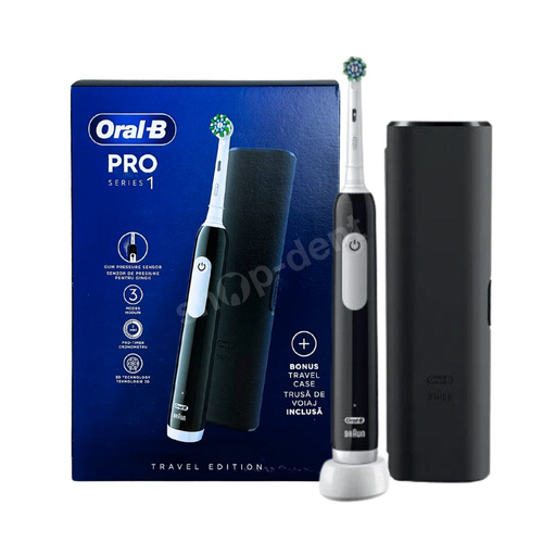 ORAL-B Pro 1 BLACK Cross Action szczoteczka elektryczna z etui podróżnym