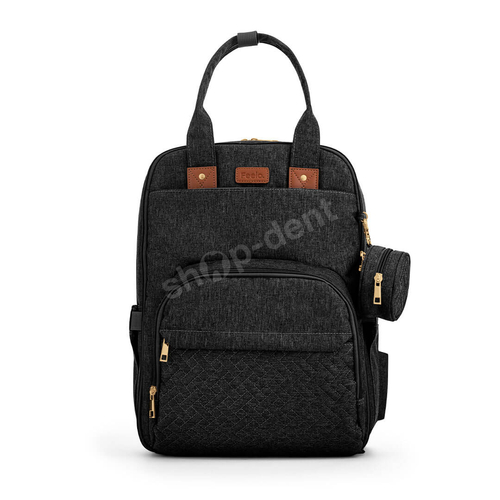 Feelo Mom Backpack Black plecak dla mamy z matą do przewijania do wózka czarny