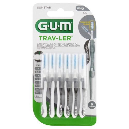 GUM TRAV-LER szczoteczki międzyzębowe 2,0 mm szare 6 sztuk