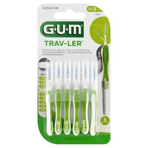 GUM TRAV-LER szczoteczki międzyzębowe 1,1 mm zielone 6 sztuk