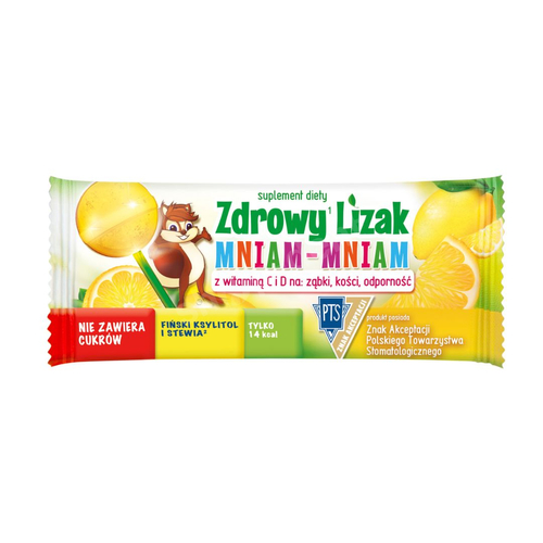 Zdrowy lizak Mniam-Mniam o smaku cytrynowym (kulka) 1 sztuka