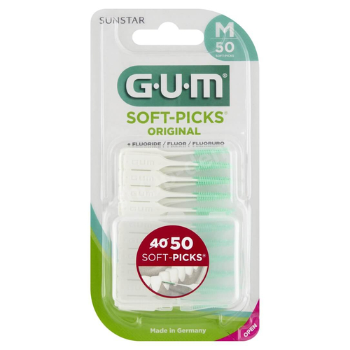 GRATIS Sunstar GUM Soft-Picks Original Regular/Medium 632 - Elastyczne wykałaczki z delikatną, gumową końcówką 50 sztuk