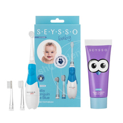 Zestaw SEYSSO Baby Penguin ICE BLUE Szczoteczka soniczna dla dzieci i pasta SEYSSO Kids