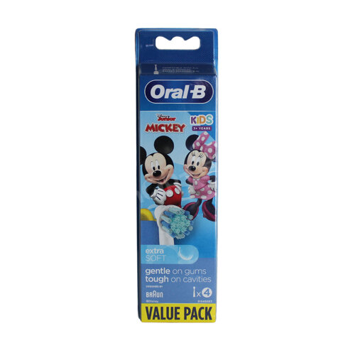 ORAL-B Kids 3+ Mickey Extra Soft końcówki do szczoteczek elektrycznych dla dzieci 4 sztuki