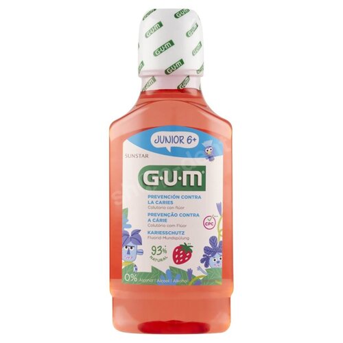 Sunstar GUM Junior 6+ Płyn do płukania jamy ustnej dla dzieci o smaku truskawkowym 300 ml